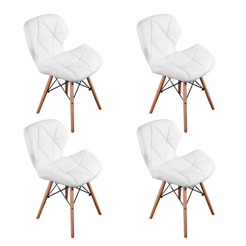 WV LeisureMaster Ensemble de 4 Cecilia Eiffel Millmead inspiré Chaise PU rétro à Manger Chaise Chaise de Bureau Lounge, Papillon Type Dossier Chaise à Manger-Blanc