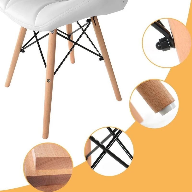 WV LeisureMaster Ensemble de 4 Cecilia Eiffel Millmead inspiré Chaise PU rétro à Manger Chaise Chaise de Bureau Lounge, Papillon Type Dossier Chaise à Manger-Blanc