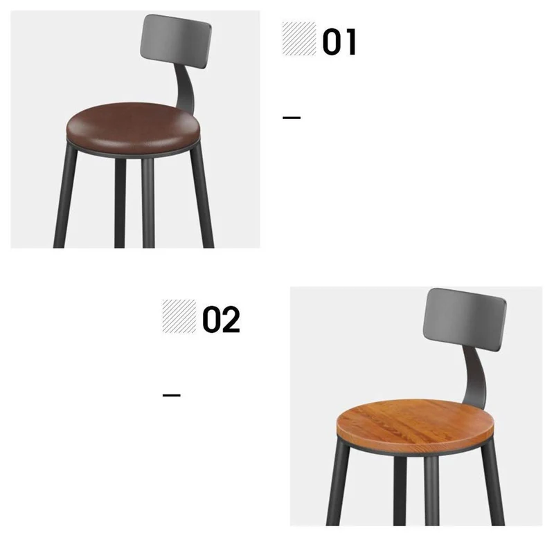 Furniture stool/Hauteur comptoir tabourets métal Tabouret style vintage ronde Bar en fer forgé Tabourets de bar en bois Tabourets for Chaise Cuisines Coussin en cuir noir petit déjeuner
