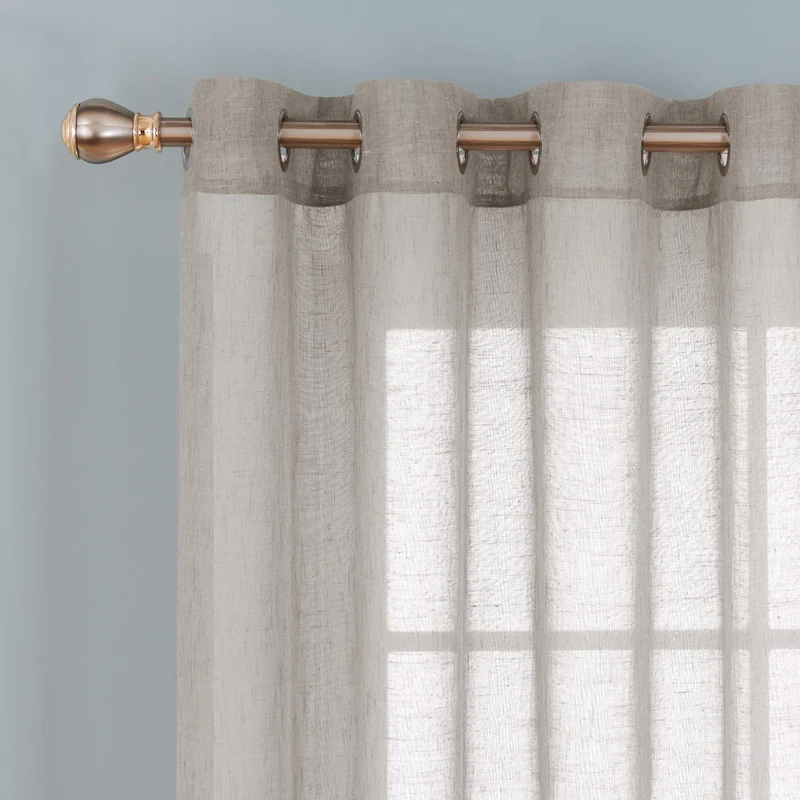 Doconovo Lot de 2 Rideaux Voilages Effet Lin à Oeillets pour Chambre 140x180 cm Lin
