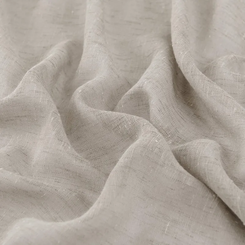Doconovo Lot de 2 Rideaux Voilages Effet Lin à Oeillets pour Chambre 140x180 cm Lin