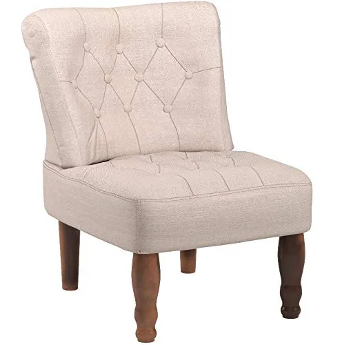 vidaXL Fauteuil de Style France Canapé Sofa de Salon Bureau 2 pcs Crème Tissu