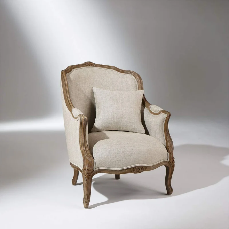Robin des bois - Fauteuil bergère Victor, Lin, Patine Bois Naturel