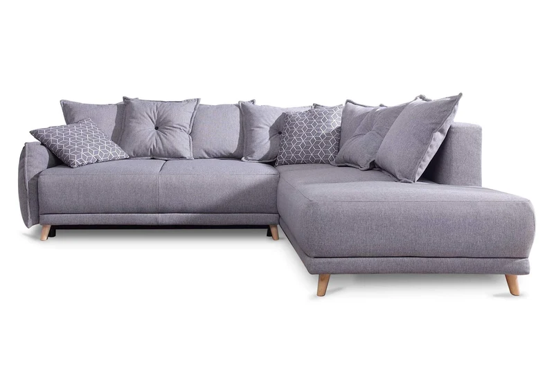 Bobochic Lena - Canapé scandinave d'angle Droit - Gris Clair - 236x90x190cm