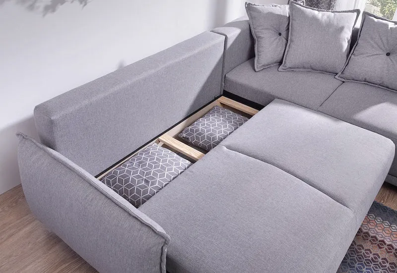 Bobochic Lena - Canapé scandinave d'angle Droit - Gris Clair - 236x90x190cm