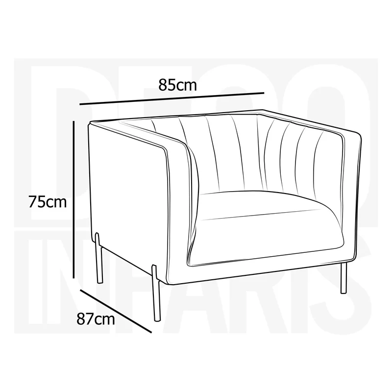DecoInParis Fauteuil Moderne en Velours Pieds doré Roby (Bleu)