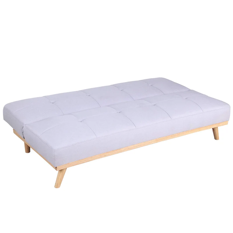 marcKonfort Canape lit Clic Clac 3 Places RIMEN Gris tapissé en tisu 100% Polyester, Pieds en Bois