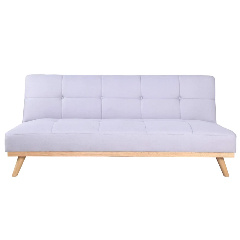 marcKonfort Canape lit Clic Clac 3 Places RIMEN Gris tapissé en tisu 100% Polyester, Pieds en Bois