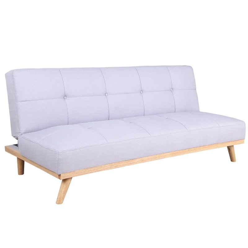 marcKonfort Canape lit Clic Clac 3 Places RIMEN Gris tapissé en tisu 100% Polyester, Pieds en Bois
