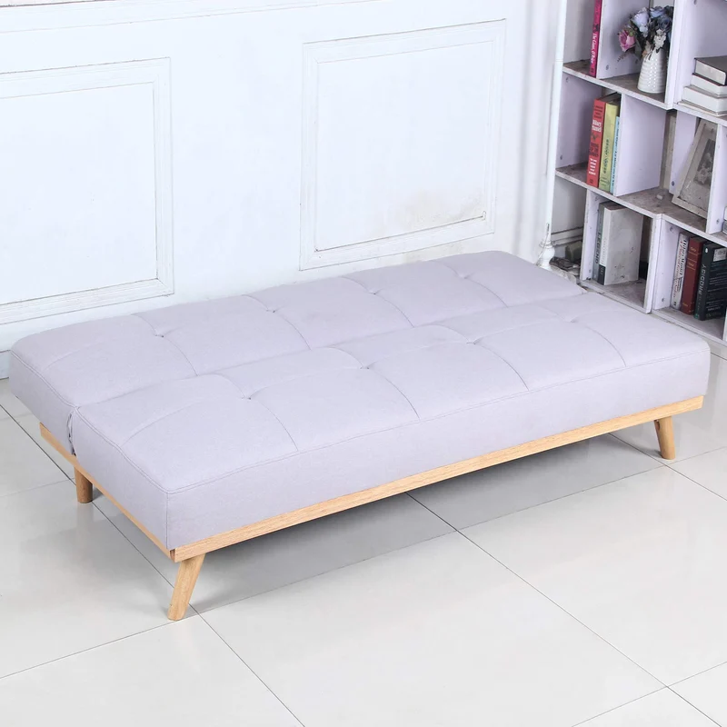 marcKonfort Canape lit Clic Clac 3 Places RIMEN Gris tapissé en tisu 100% Polyester, Pieds en Bois