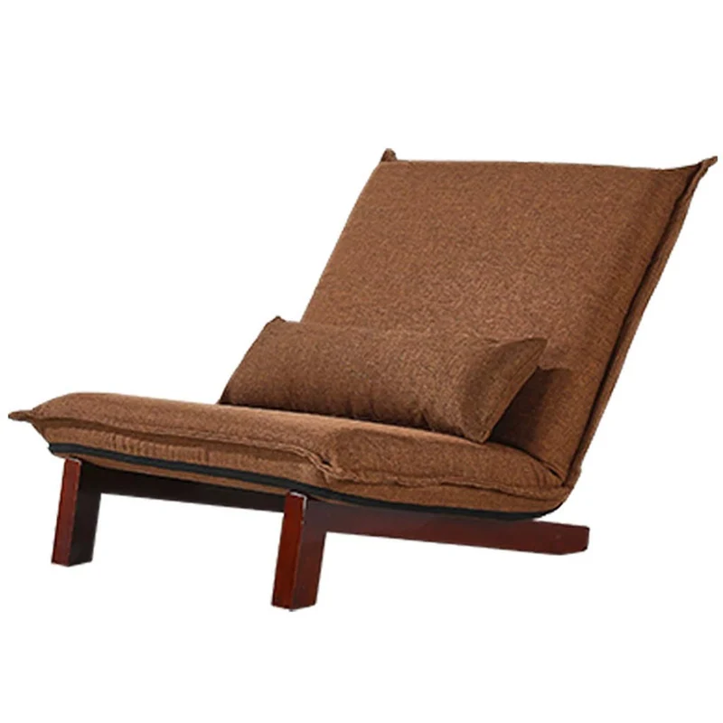 Lazy Single Sofa Canapé Pliable Canapé Chambre Lavable Tatami Salon Lounge Chair Multi-gamme Réglable Chaise Baie De Baie Canapé Lit Portant 120KG (Color : BROWN, Size : 80 * 70 * 75CM)