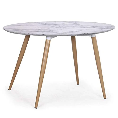 Paris Prix - Table De Repas Effet Marbre Eloise 130cm Blanc