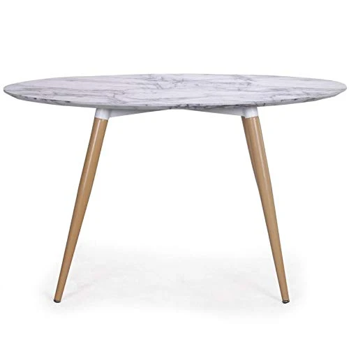 Paris Prix - Table De Repas Effet Marbre Eloise 130cm Blanc