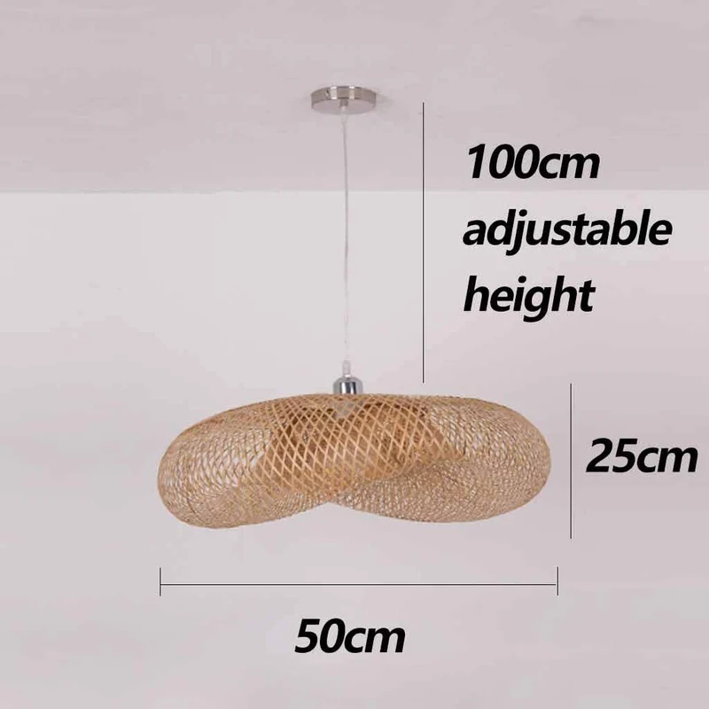 Lampe Pendentif Tissage Vintage Lampe Bambou Et Rotin Naturel Tissé Suspendu Creative Nostalgique Réglable E27 Lustre Restaurant Tea Room Chambre Salon Café Bamboo Lampes Suspendues