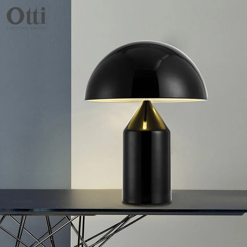 GENGJ Moderne Créatif en Forme De Champignon en Fer Forgé Table Lampe Salon Étude Hôtel 30 * 40 Cm Noir Or Lampe De Chevet,Black
