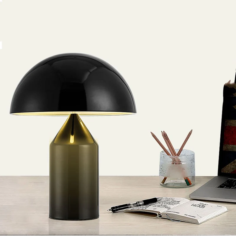GENGJ Moderne Créatif en Forme De Champignon en Fer Forgé Table Lampe Salon Étude Hôtel 30 * 40 Cm Noir Or Lampe De Chevet,Black