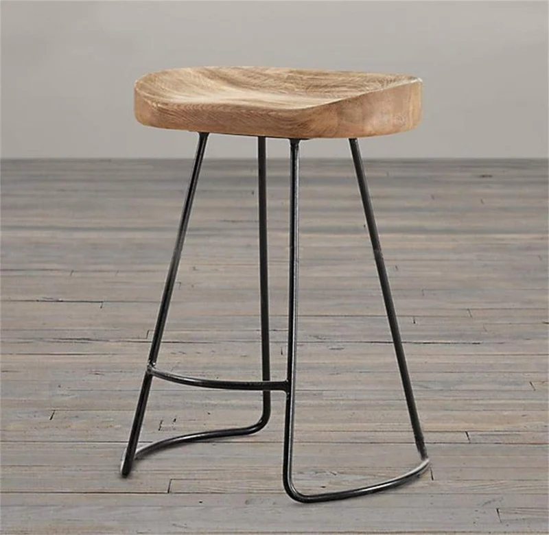 Chaise De Salle À Manger En Bois Avec Dessus En Métal, Style Rustique Vintage Et Design De Cuisine, Design De Bar, Style Industriel LEBAO (taille : A)