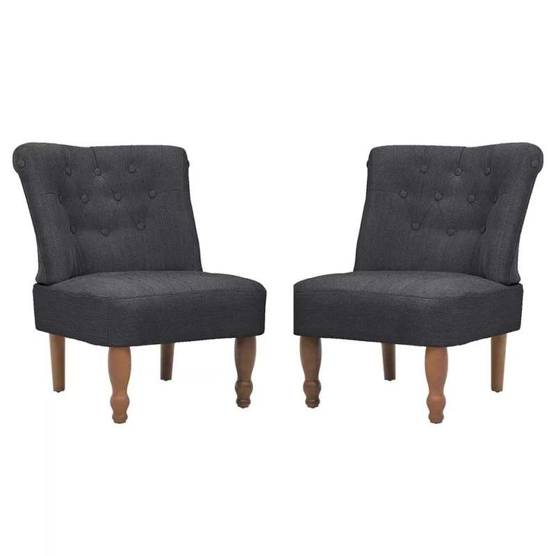 vidaXL 2X Fauteuils en Style Français Tissu Gris Chaises de Salon Maison