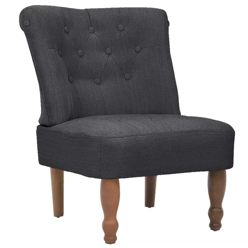 vidaXL 2X Fauteuils en Style Français Tissu Gris Chaises de Salon Maison