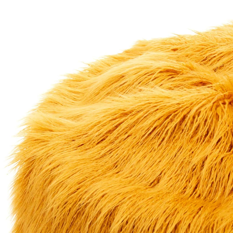 Icon Pouf Classique en Fausse Fourrure Mongole Yeti, Jaune Ocre, Poufs de Salon, 85cm x 50cm, Pouf Poire Grand, Chaise pour Chambre