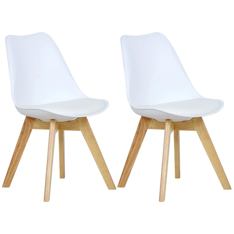 WOLTU 2 Chaises de Salle à Manger Cuisine/Salon chaises,Design en Similicuir et Bois Massif,Blanc BH29ws-2