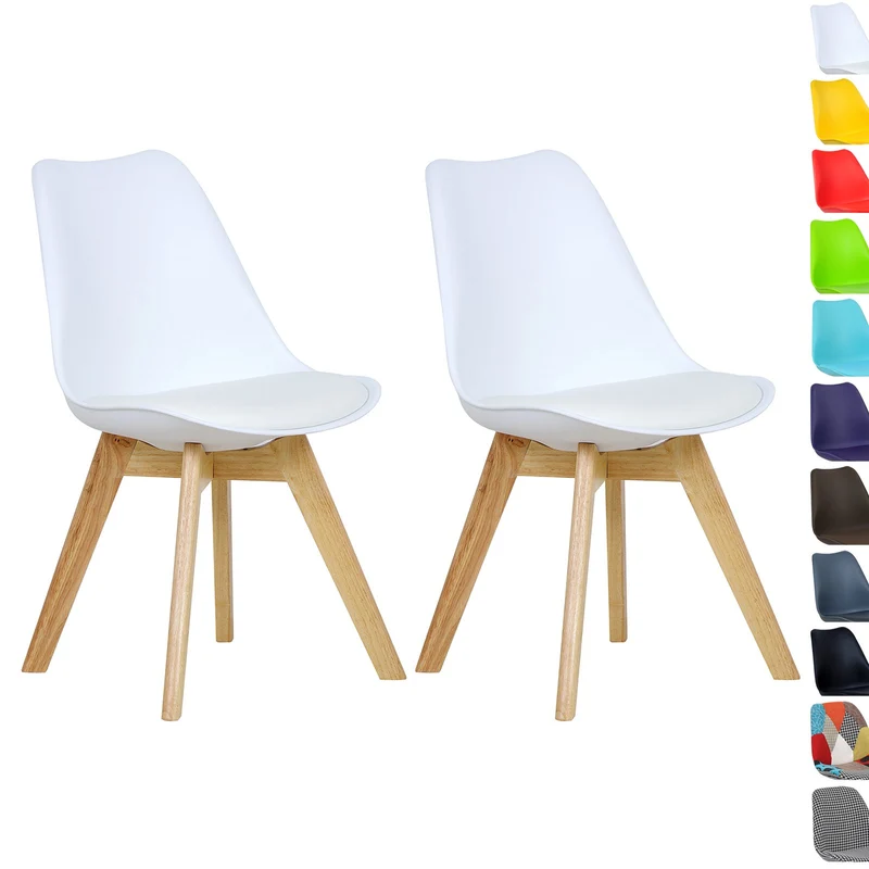 WOLTU 2 Chaises de Salle à Manger Cuisine/Salon chaises,Design en Similicuir et Bois Massif,Blanc BH29ws-2