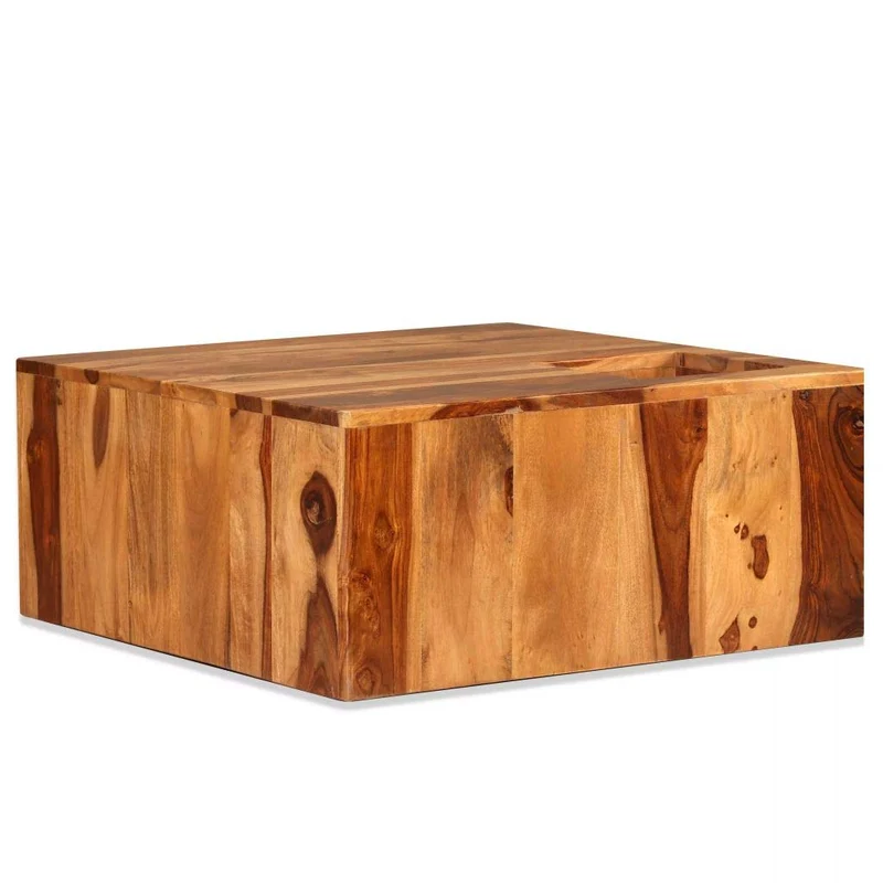 Tidyard Table Basse Bois | Table Basse Industriel | Table Console Bois Massif de Sesham 70 x 70 x 30 cm