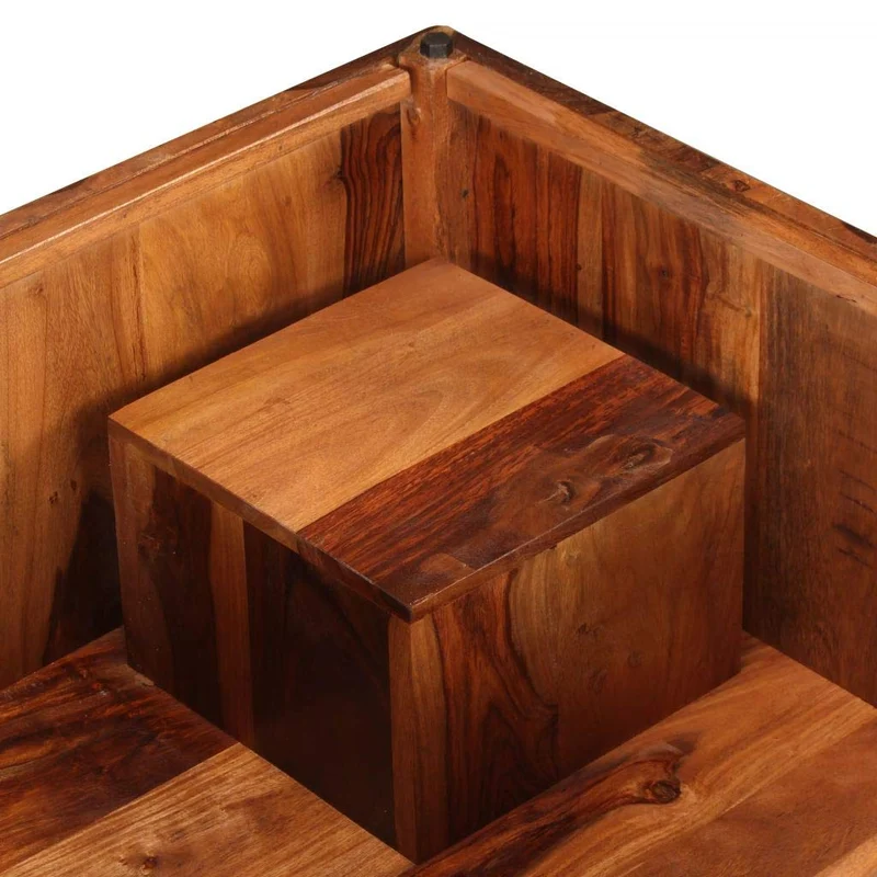 Tidyard Table Basse Bois | Table Basse Industriel | Table Console Bois Massif de Sesham 70 x 70 x 30 cm