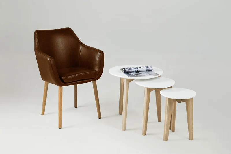 Morteens Chaise à accoudoirs Nicholas I - Imitation Cuir - Chocolat
