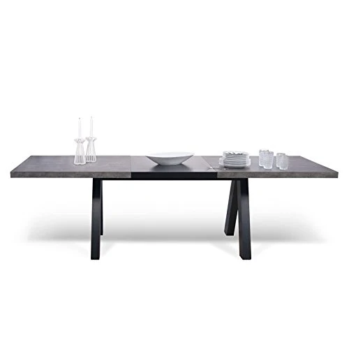 Paris Prix - Temahome - Table De Repas Extensible apex 200-250cm Béton & Noir Mat