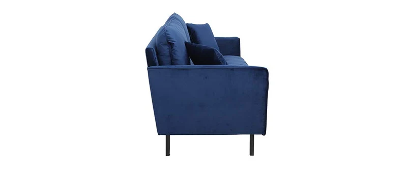 Miliboo Canapé 3 Places en Velours Bleu BEKA