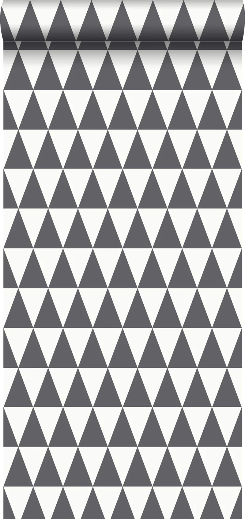 papier peint triangles géométriques graphiques noir et blanc mat - 148672 - d'ESTAhome.nl
