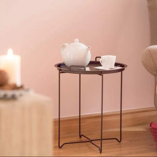 Relaxdays 10020503 Table d'appoint HxlxP: 54,5 x 45 x 45 cm petite table de service plateau amovible déco métal table cocktail table pliante, Marron