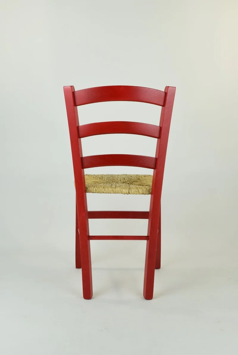 Tommychairs - Set 2 chaises Venezia pour la Cuisine, Bar et la Salle à Manger avec Structure en Bois Coleur Aniline Rouge et Assise en Paille