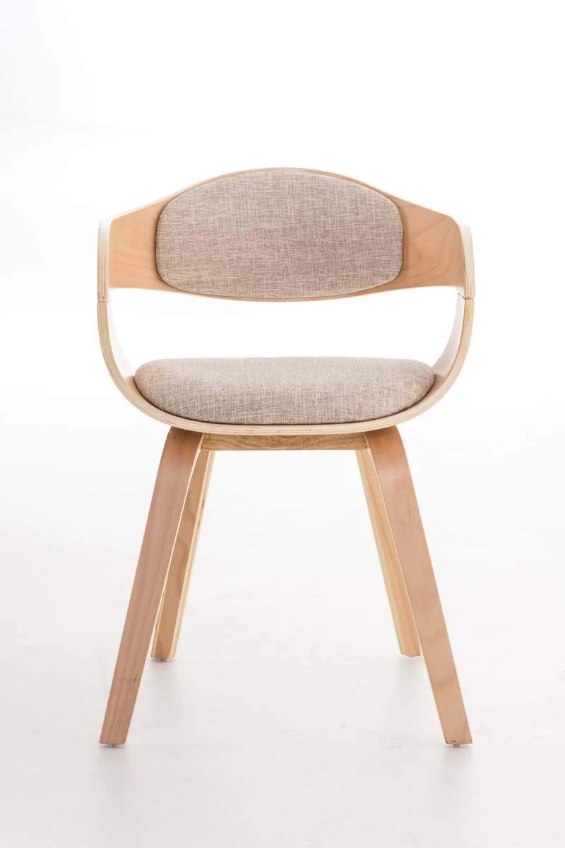 CLP Chaise Design Retro Kingston Tissu I Chaise de Salle à Manger Scandinave Accoudoir Ergonomique I Assise et Dossier Rembourrés I Couleur: Nature/crème