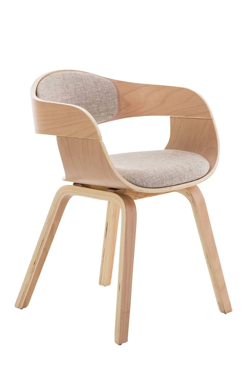 CLP Chaise Design Retro Kingston Tissu I Chaise de Salle à Manger Scandinave Accoudoir Ergonomique I Assise et Dossier Rembourrés I Couleur: Nature/crème