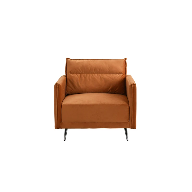BHDesign Paul - Fauteuil Moderne Confortable - Velours - Coloris Camel
