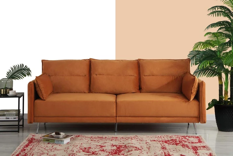 BHDesign Paul - Fauteuil Moderne Confortable - Velours - Coloris Camel