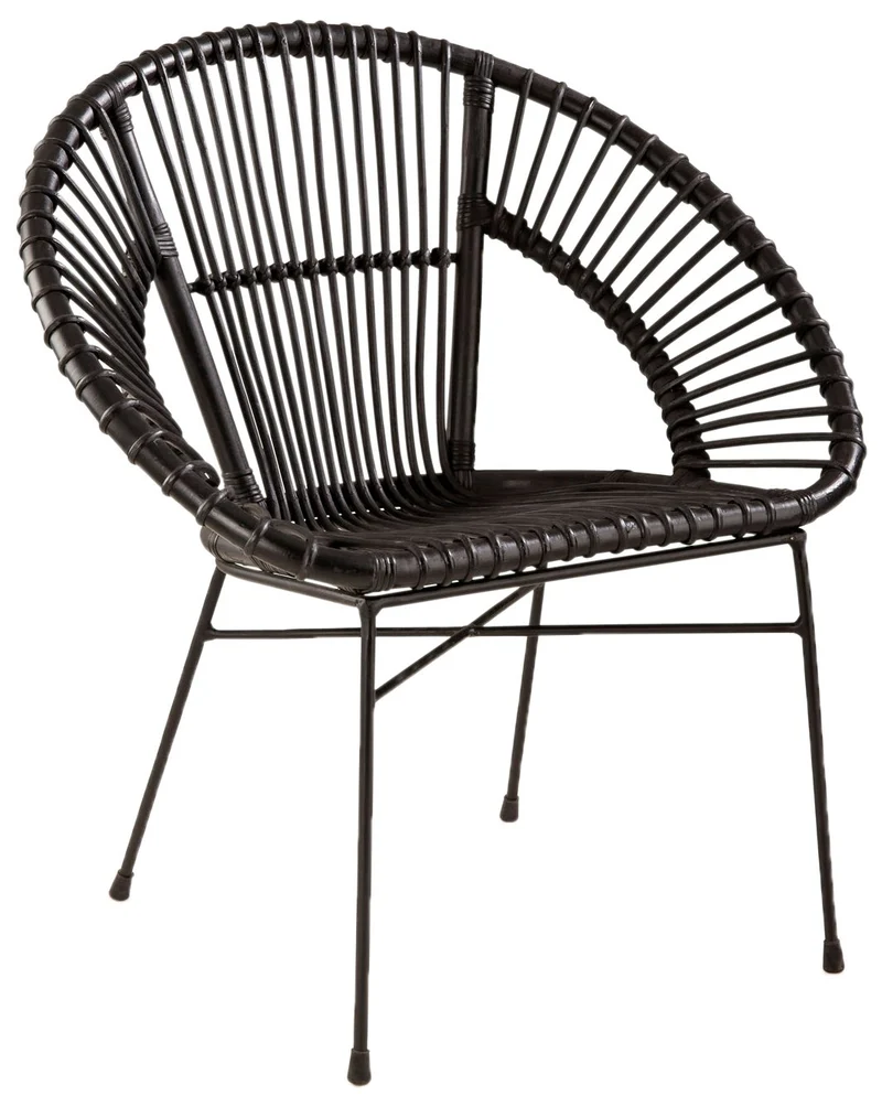 Soliving NOAH Fauteuil, Rotin, Noir, 73 x 57 x 77 cm