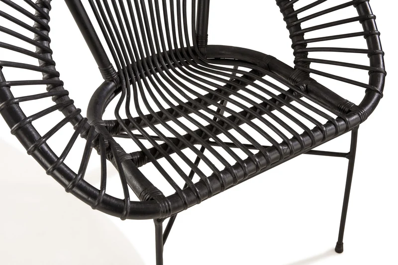 Soliving NOAH Fauteuil, Rotin, Noir, 73 x 57 x 77 cm