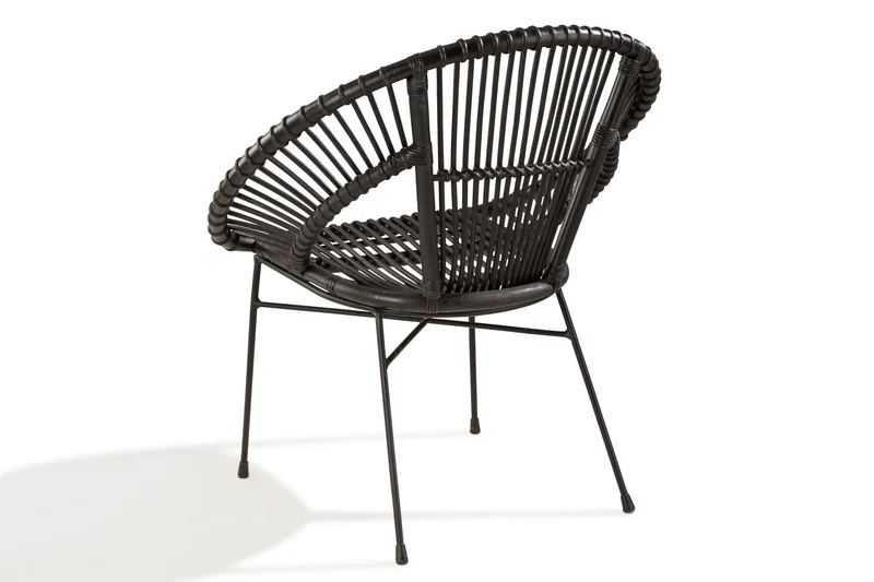 Soliving NOAH Fauteuil, Rotin, Noir, 73 x 57 x 77 cm
