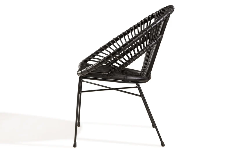 Soliving NOAH Fauteuil, Rotin, Noir, 73 x 57 x 77 cm