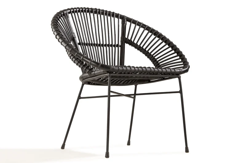 Soliving NOAH Fauteuil, Rotin, Noir, 73 x 57 x 77 cm