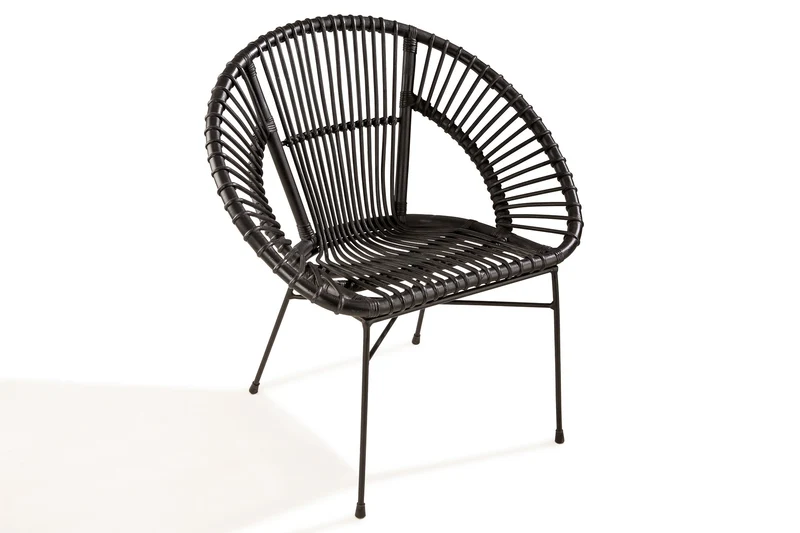 Soliving NOAH Fauteuil, Rotin, Noir, 73 x 57 x 77 cm