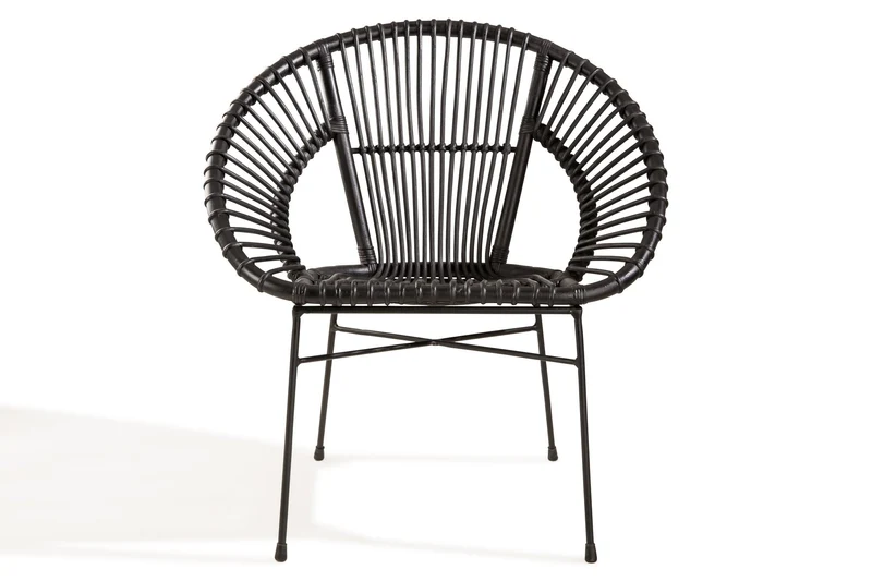 Soliving NOAH Fauteuil, Rotin, Noir, 73 x 57 x 77 cm