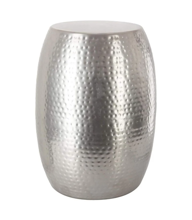 Atmosphera Table Basse Guéridon en métal martelé Robuste - Chic & Design - Coloris Gris Argent