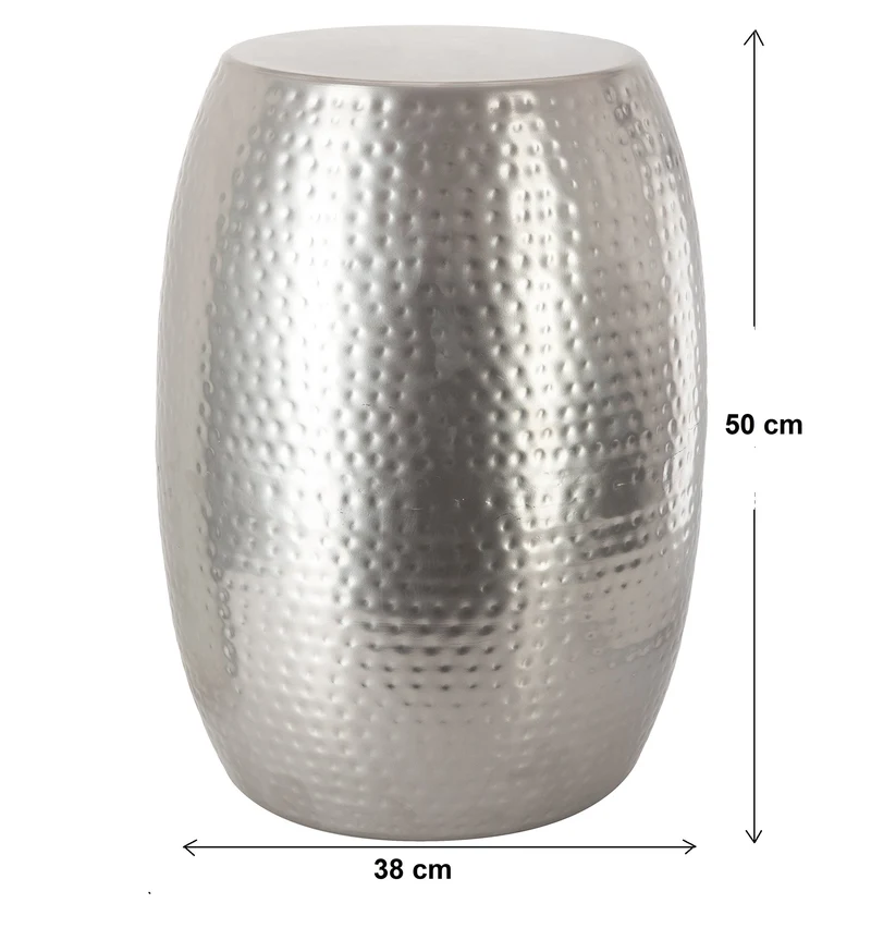 Atmosphera Table Basse Guéridon en métal martelé Robuste - Chic & Design - Coloris Gris Argent