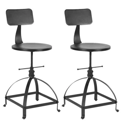 interougehome Lot de 2 chaises de Bar Noire de Style Industriel réglable en Hauteur, Tabouret de Bar en Bois - iKayaa