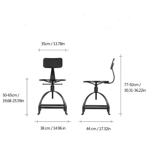 interougehome Lot de 2 chaises de Bar Noire de Style Industriel réglable en Hauteur, Tabouret de Bar en Bois - iKayaa