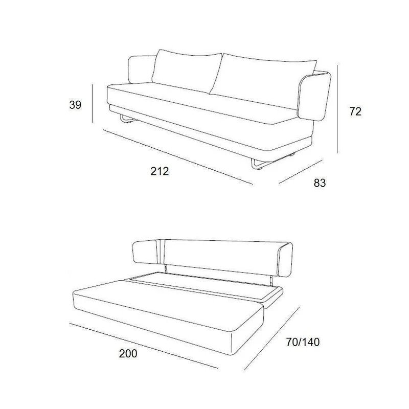 Softline Canapé lit Design Jasper en Tissu Jaune Couchage 70/140 * 200cm